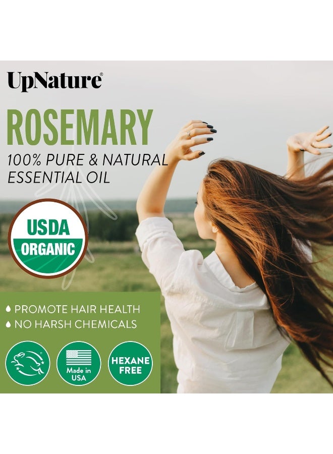 upnature USDA Certified Organic Rosemary Essential Oil 2oz – 100% Pure Rosemary Oil for Hair Growth & Skin, Improve Focus and Memory, Relieves Pain & Improves Circulation- Therapeutic Grade Aromatherapy Oil - Image 2